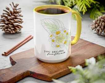 Taza de café con acento amarillo "You Are My Sunshine" (15 oz)