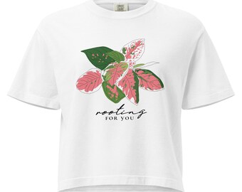 Camiseta cuadrada de peso pesado para mujer "Rogándote"