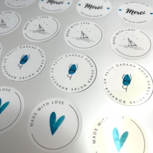 Stickers Océan "Sème ton Bonheur" - 28 étiquettes autocollantes 3,5 cm (Cadeaux, Mariage, EVJF, Baptême, Anniversaire...)
