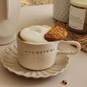 Handgemachte Keramik Kaffeetasse, Guten Morgen, Einzigartige Teetasse