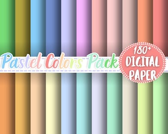 180+ Solid Pastel Digital Paper Bundle Plain Soft Color Backgrounds Printable Scrapbook Paper Summer Autumn Spring Card Making art for kids