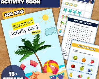 Printable Toddler Summer Activity Book & Worksheets Kindergarten Learning Brain Booster Sight Words Activities Bundle Math learning Digital