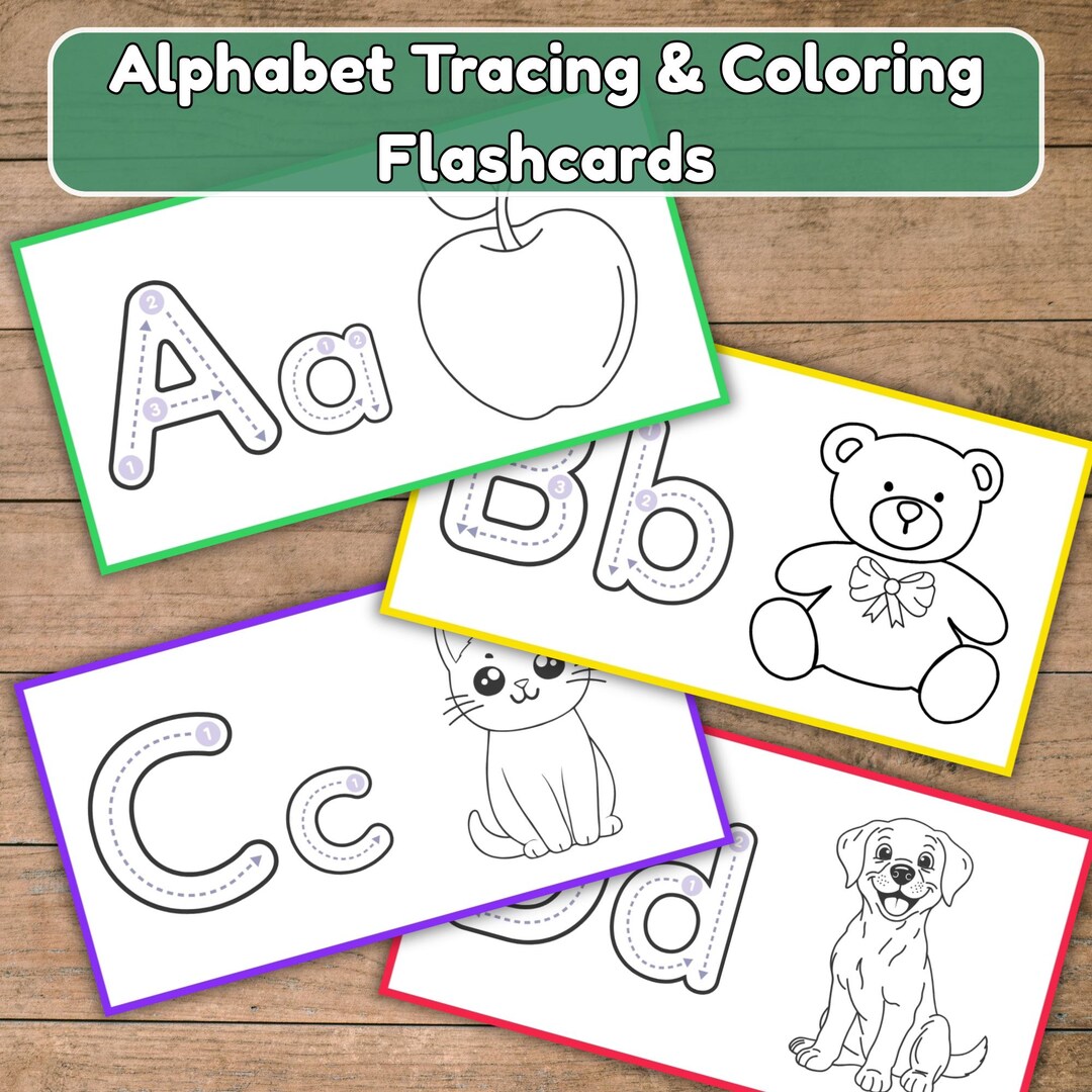 Tarjetas para colorear y trazar el alfabeto Hojas de trabajo para ...