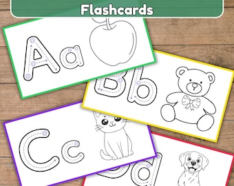 Alphabet Tracing and Coloring Cards Letter Tracing of the Alphabet Worksheets Preschool Flashcards Printable ABC Cards Preschool Curriculum