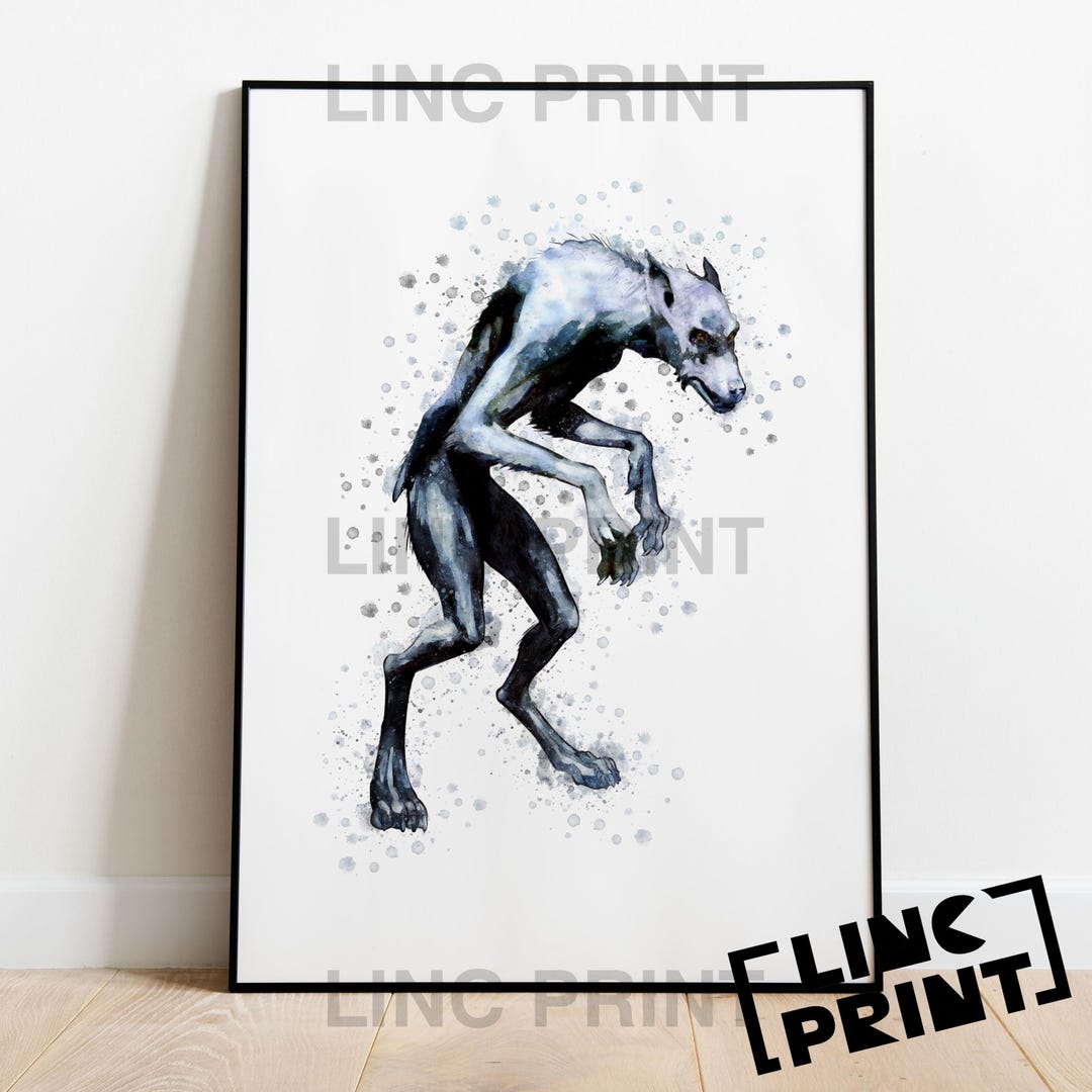 Magic Beasts Print 'WEREWOLF' Splash Style Watercolour Art, Character ...