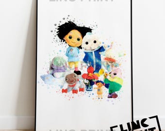 The Moon and Me Print 'MOON and ME GROUP' characters Splash Style Watercolour Art, Kids Home Decor, Childrens Poster, A5, A4 & A3 sizes