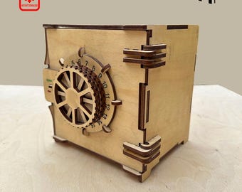 Build Your Own Secret Safe | Wooden Puzzle Box Kit with Functional Combination Lock | Secret Storage Solution | Fun DIY Wood Project
