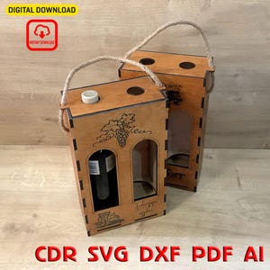 DIY Wein Geschenkbox Vorlage | Laser Cut Dateien | 2 Flaschenhalter | Perfektes DIY-Projekt für Weinliebhaber | DIY Geschenk Perfekt für Freunde