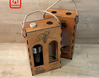 DIY Wine Gift Box Template | Laser Cut Files | 2 Bottle Holder | Perfect DIY Project for Wine Lovers | DIY Gift Perfect for Friends