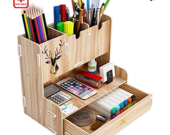 DIY Office Organizer SVG - Laser Cut File for Stylish Desk Storage | Laser Cut Project for Office Decor, File for DIY Workspace Organization