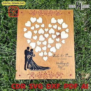 Wedding Sign SVG – Heart Drop Box Sign for Laser Cut | Digital File with Bonus Design | Digital Gift For Wedding | Gift For Couple