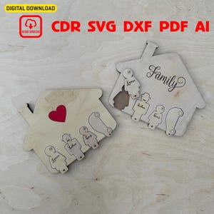 Personalized Family Puzzle Key Holder SVG – House Key Hanger Digital File for Laser Cutting, DIY Entryway Decor, Instant Download, DIY Gifts