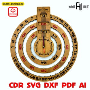 DIY ewiger Kalender Uhr: Laser Cut SVG-Design für einzigartige Wanddekoration | Moderne Holzuhren Projekt | Handgemachte Holzuhren Datei