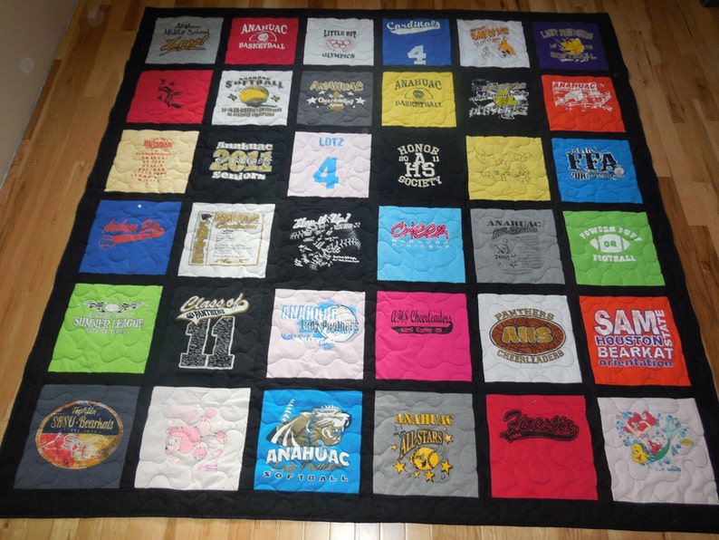 36 T-Shirt Memory Quilt With Sashing FREE SHIPPING | Etsy