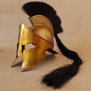 Spartan Helmet - Knight Black Plume Helmet - King of Sparta Leonidas Helmet - 300 Movie Helmet - Greek Helmet - Best Gift