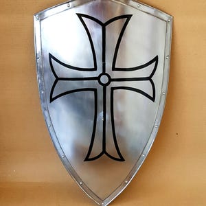 Medieval Templar Shield | Crusader Templar Shield | Knight Shield | Battle Knight Heater Shield | 18 Gauge Shield | Best Gift