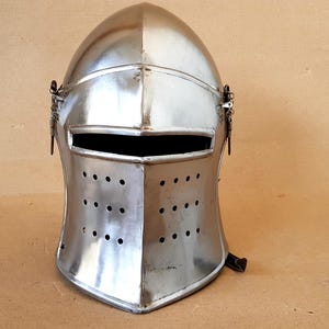 Medieval Barbuta Helmet | Medieval Knight Mild Steel Helmet | Barbuta Visored Warrior Helmet LARP Cosplay Halloween Helmet | Silver Helmet