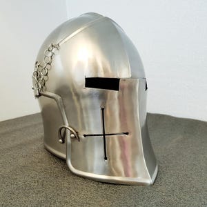 Medieval Barbuta Helmet ~ Medieval Knight Armor 18g Mild Steel Helmet ~ LARP Cosplay Halloween Costume ~ Barbuta Visored Warrior Helmet
