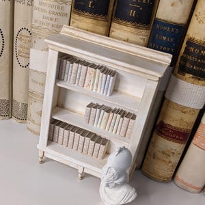 Dollhouse Miniature Farmhouse Bookcase in Swedish White Finish Scale 1:12