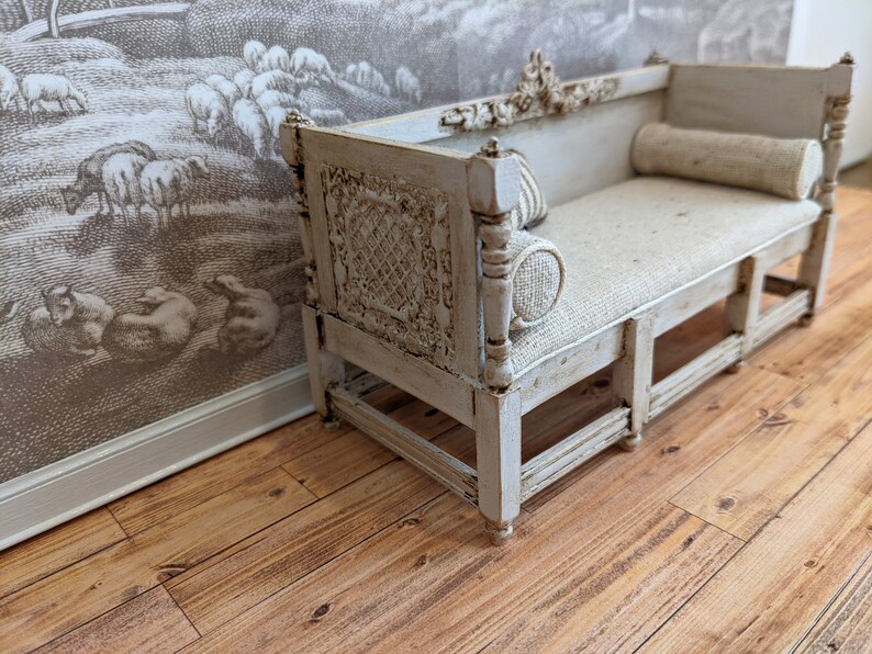 Gustavian Farmhouse Style Settee in Gustavian Gray Finish Etsy