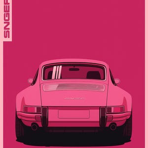 Vintage Trendy Pink Porsche 911 print for wall art/Decor