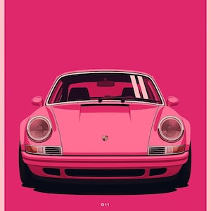 Vintage Trendy Pink Porsche 911 print for wall art/Decor