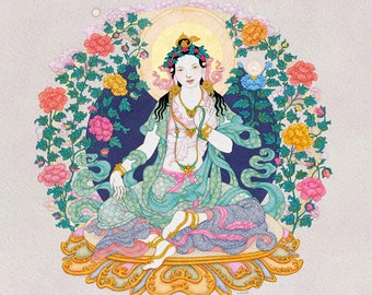 Maja Chenmo Tara Art Print - Tibetan Buddhist Deity Giclee Print