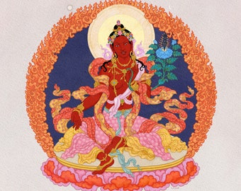 Jigjé Chenmo Tara Art Print - Tibetan Buddhist Deity Giclee Print