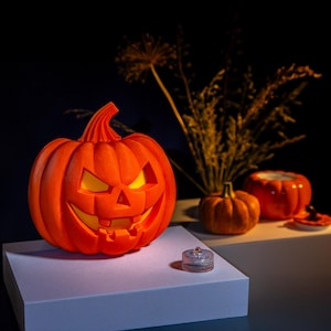 Wall-Mounted, Desktop Halloween Jack-o&#39;-Lantern Light, Halloween Pumpkin Decor