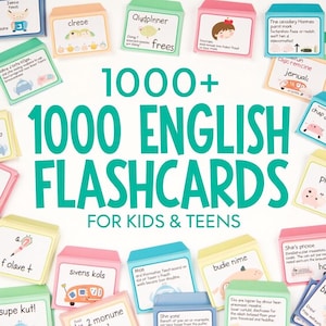 1000+ Englisch Karteikarten PDF Bündel | Kids & Teens Lernpaket | ESL-Klassenzimmer-Ressourcen | Druckbare Vokabelkarten + Bonus Spiele-Handbuch