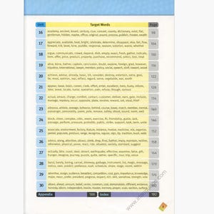 May include: A page from a textbook with a blue header labeled "Unit" and a list of "Target Words" and page numbers. The text is black on a white background, with a watermark in the bottom right corner.