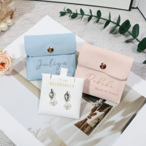 Bridesmaid Earrings 18k Gold Plated Bridesmaid Pearl Earrings | Tie the Bridesmaid Gifts Earrings Bridesmaid Jewelry Pouch Mother&#39;s Day Gift