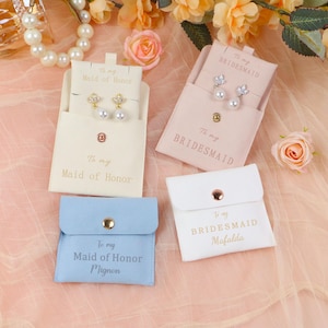 Bridesmaid Earrings 18k Gold Plated, Bridal Party Gift Ideas, Maid of Honor Jewelry Bridesmaid Gifts Earrings, Bridesmaid Jewelry Pouch