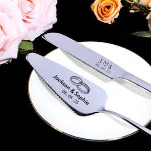 Personalized Wedding CAKE CUTTING SET Gold Silver Cutter Server Knife Bridal Anniversary Gift for Her Bridal Shower Birthday Custom Engraved