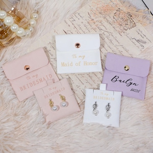 Bridesmaid Earrings/Bracelet Jewelry Pouch, wedding Gift, Maid of Honor Bridesmaid Gifts, Bridesmaid package Mother's Day Gift