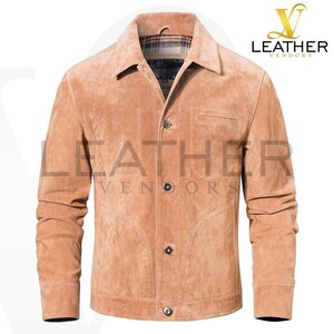 Veste en cuir marron d'inspiration vintage pour homme Veste décontractée automne Style rétro des années 90 Veste en daim véritable doux Soldes de Pâques
