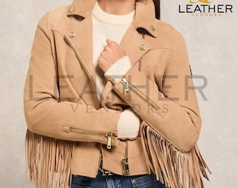 Vintage 1990s G4000 Fringe Suede Leather Jacket / Fall Outerwear