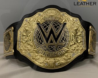 Premium WWE World Heavyweight Championship Replica Belt - Gold Plated - Handcrafted Leather Strap - Adult Size Wrestling Title