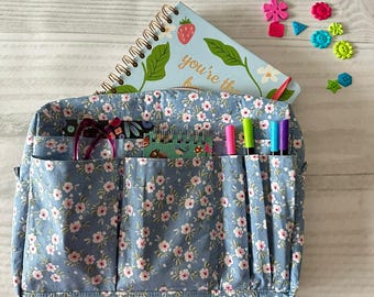 Bolsa de diario de algodón floral / Organizador de cuadernos de viaje / Bolsa para agenda y papelería
