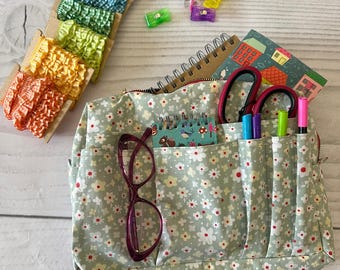 Astuccio portadocumenti in cotone floreale / Organizer per quaderni da viaggio / Borsa per agenda e cancelleria