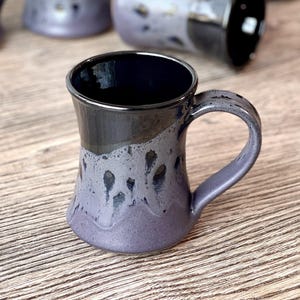 Pottery mug in Midnight Glaze / 10-12oz hourglass wheel thrown stoneware pottery coffee mug/  SOLD INDIVIDUALLY