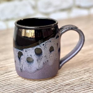 16-18oz barrel mug in Midnight glaze / Wheel stoneware thrown pottery mug- lead free / SOLD INDIVIDUALLY