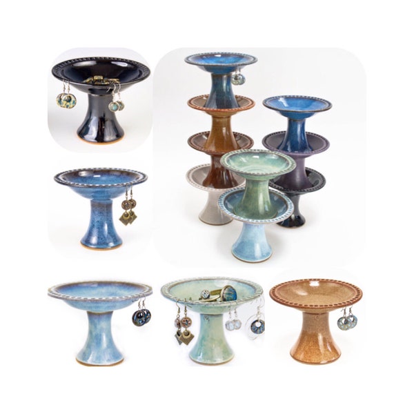 Pedestal Earring Bowl in your choice of 9 colors || Earring Holder // Earring Tree // Earring Organizer || MADE TO ORDER- allow 6 weeks