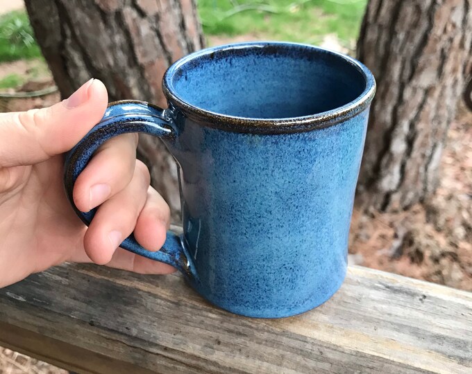 Hand Thrown Pottery Mug in Celestial Blue Glaze / Wheel Thrown Etsy