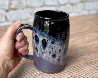 Huge Stoneware Mug, Tankard or Beer Stein in Midnight Glaze / lead free wheel thrown pottery / Sold individually