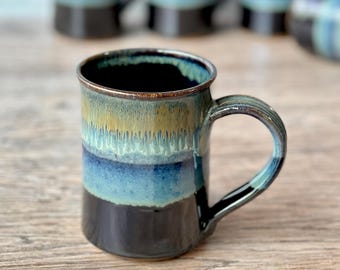 Wheel thrown pottery mug in Tempest 14-16oz straight style / coffee mug | stoneware pottery mug | SOLD INDIVIDUALLY
