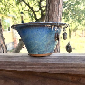 Earring Bowl in Rain Glaze foggy green/blue jewelry bowl/ earring dish/ earring organizer/ earring display now in stock & ready to ship image 8