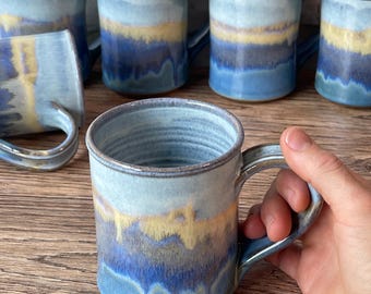 Taza de café de cerámica torneada en esmalte Bayou // Forma recta de 14 oz / Taza de gres / Taza torneada a mano SE VENDE INDIVIDUALMENTE