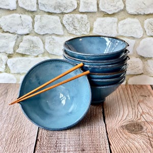Chopstick holder bowl in Celestial glaze. Wheel thrown pottery ramen bowl // noodle bowl // rice bowl // chopstick bowl //  lead free