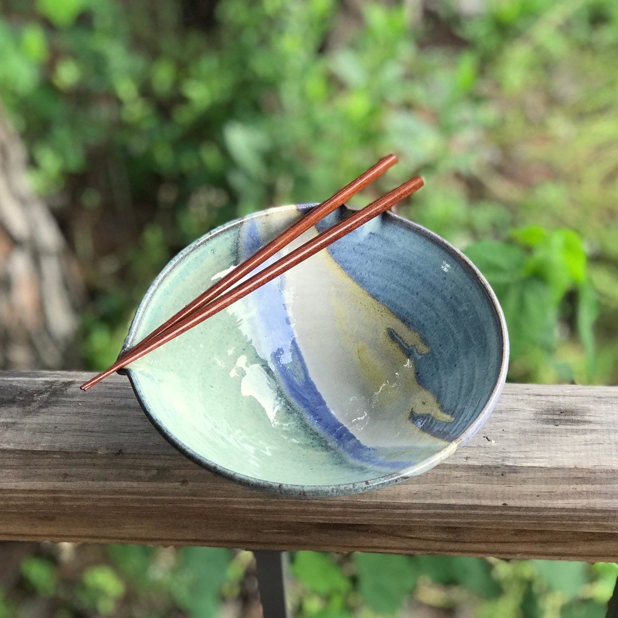 Chopstick holder bowl in Mirage glaze. Wheel thrown pottery Etsy